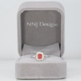 14K white & rose gold padparadscha sapphire ring with diamond accents