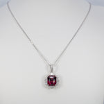 14K white gold rhodolite garnet pendant