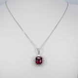 14K white gold rhodolite garnet pendant