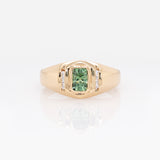 Meghna Demantoid Ring with Natural Diamond Accents: 14k Solid Gold, Emerald cut 6x4mm