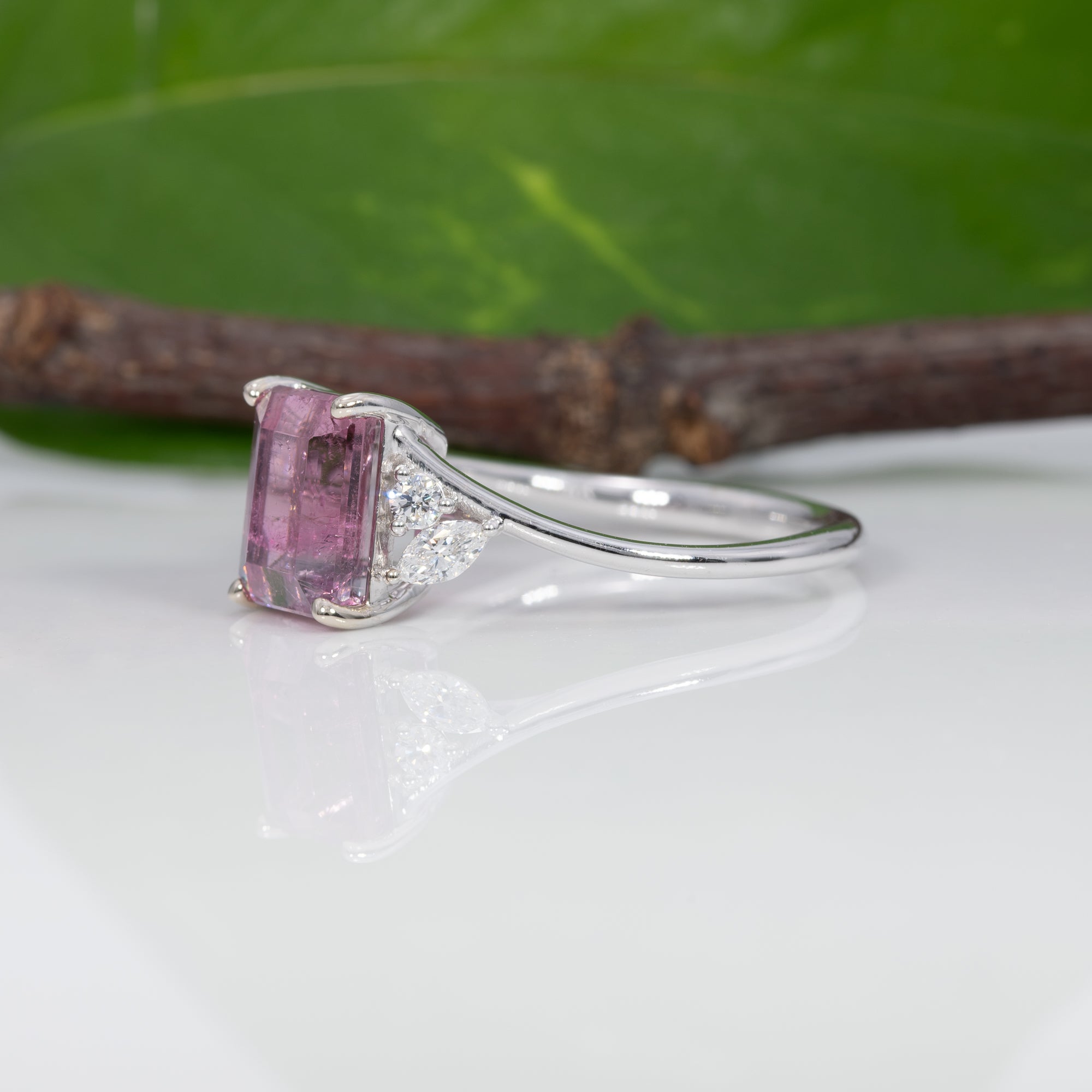 14K white gold bi-color tourmaline ring
