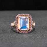 14K rose gold rainbow moonstone ring