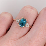 3.6ct Vibrant Blue Zircon Ring w Earth Mined Diamonds in Solid 14K Gold | EM 9x6mm