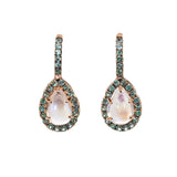 Noor 14K Rose Gold AAA Rainbow Moonstone and Alexandrite Earrings | Pear Shape 9.7x6.5mm