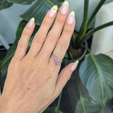2.1ct Purple Sapphire Three-Stone Wrap Ring with Earth-Mined Diamond Accents in Solid 14K Gold – Modern Elegant Fine Jewelry Design
