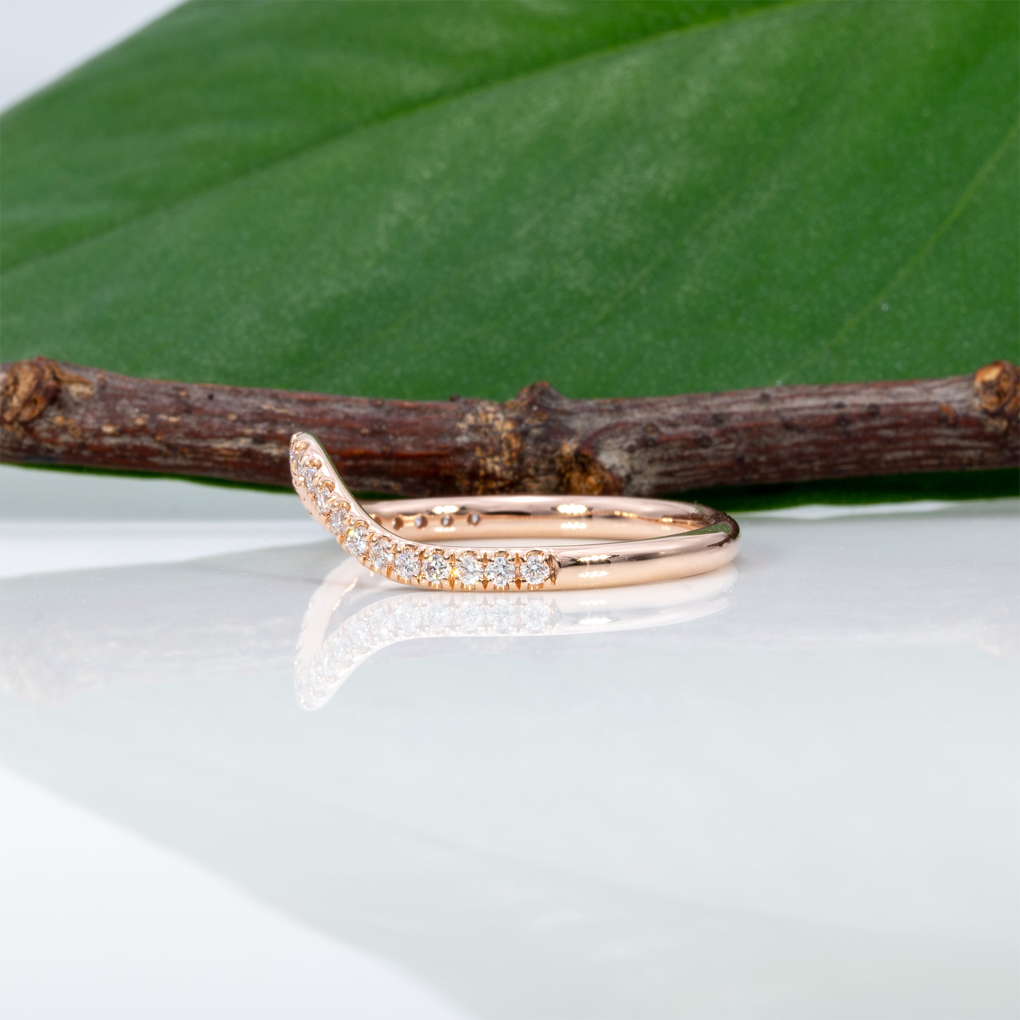14K rose gold diamond band ring
