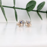 Four Prong Round Blue Sapphire Stud Earrings for Women | Stud Earrings