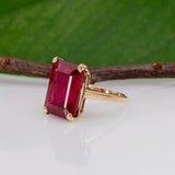 10K yellow gold Madagascar ruby emerald-cut estate ring