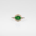 14K yellow gold tsavorite garnet ring with diamond accents