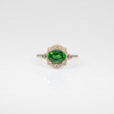 14K yellow gold tsavorite garnet ring with diamond accents