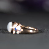 14K rose gold rainbow moonstone ring