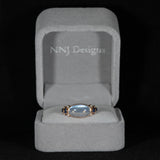 14K rose gold rainbow moonstone ring