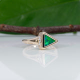 14K yellow gold boulder opal ring with diamond accents