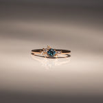 14K rose gold alexandrite ring with diamond accents