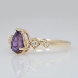 1.1ct Purple Sapphire Ring with Earth-Mined Diamonds in Solid 14K Gold, 7.5x5mm – Timeless Elegance