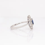 Sorrel Solid 14k White Gold Ceylon Sapphire Ring with Natural Diamonds Accents | 7x5mm