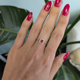14K white & rose gold padparadscha sapphire ring with diamond accents