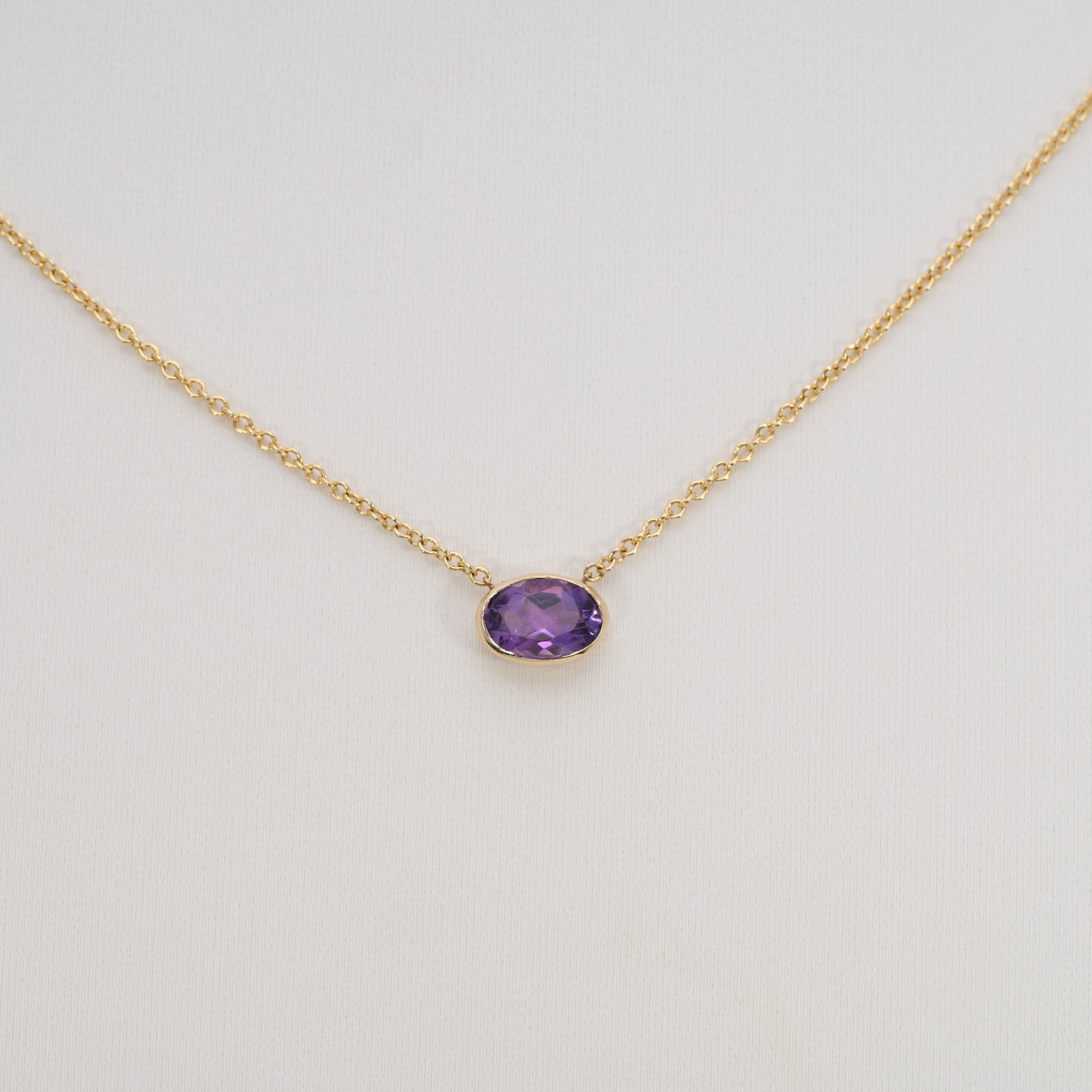 14K Yellow Gold Amethyst Necklace