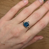 2ct London Blue Topaz Ring w Diamond Accents in Solid 14K White Gold | TR 8mm