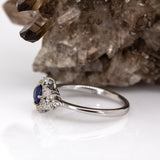 Stacy 14K White Gold AAA Ceylon Sapphire Diamonds Ring | Round 4.6mm