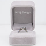 platinum lab grown diamond ring with blue sapphire accents