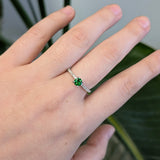 Dovie Solid 14k White Gold Tsavorite Garnet Ring with Natural Diamonds Accents | Round 4.5mm