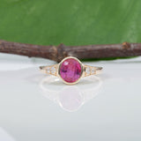 14K yellow gold pink sapphire ring