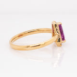Suki 14k Solid Gold Purple Sapphire Ring with Natural Diamonds Accents | Trillion 8x7mm