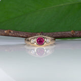 14K yellow gold Burma ruby ring with diamond accents