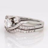 Stunning Diamond Wedding Ring and Band Set in Solid 14k White Gold w Natural Diamonds || April Birthstone || Previously Loved ||