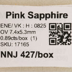 0.89 carat natural pink sapphire oval 7.4x5.3mm loose gemstone – view 2
