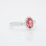 GIA Certified 1.1Ct Orange-Pink Sapphire  Ring with Natural Diamonds: Solid 14K Gold, 7x5mm