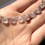 Rainbow Moonstone| Drilled Strand | Trillion Shape | Side Drilled Cabochon Gems 8x4mm | Moonstone Jewelry | Beautiful Gemstone