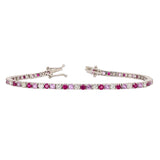 Bella 14K Solid Gold Ruby, Pink Sapphire & Diamond Tennis Bracelet | RD 2.6mm | Customizable