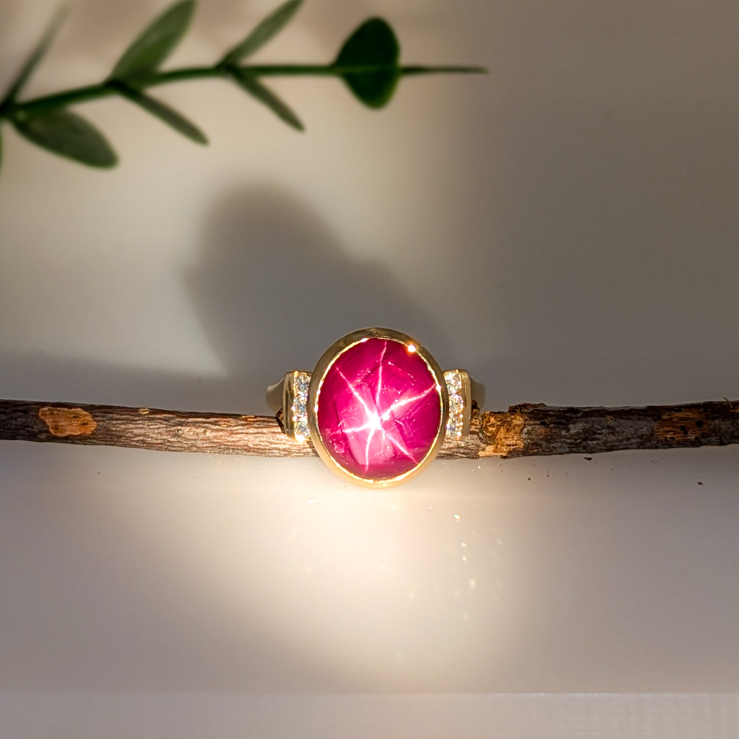 veronica 14k yellow gold 8.84cts star ruby diamond ring | oval 12.7x11mm