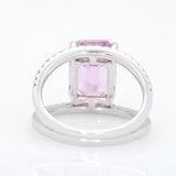 6.2Ct Natural Kunzite Ring with Earth Mined Diamond Accents – Lavender Pink Gemstone Fine Jewelry Statement Ring