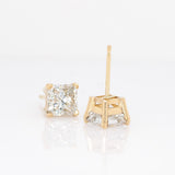 Vera Golden Glow Lab Diamond Stud Earrings: 14k Solid Gold, Round 5.5mm