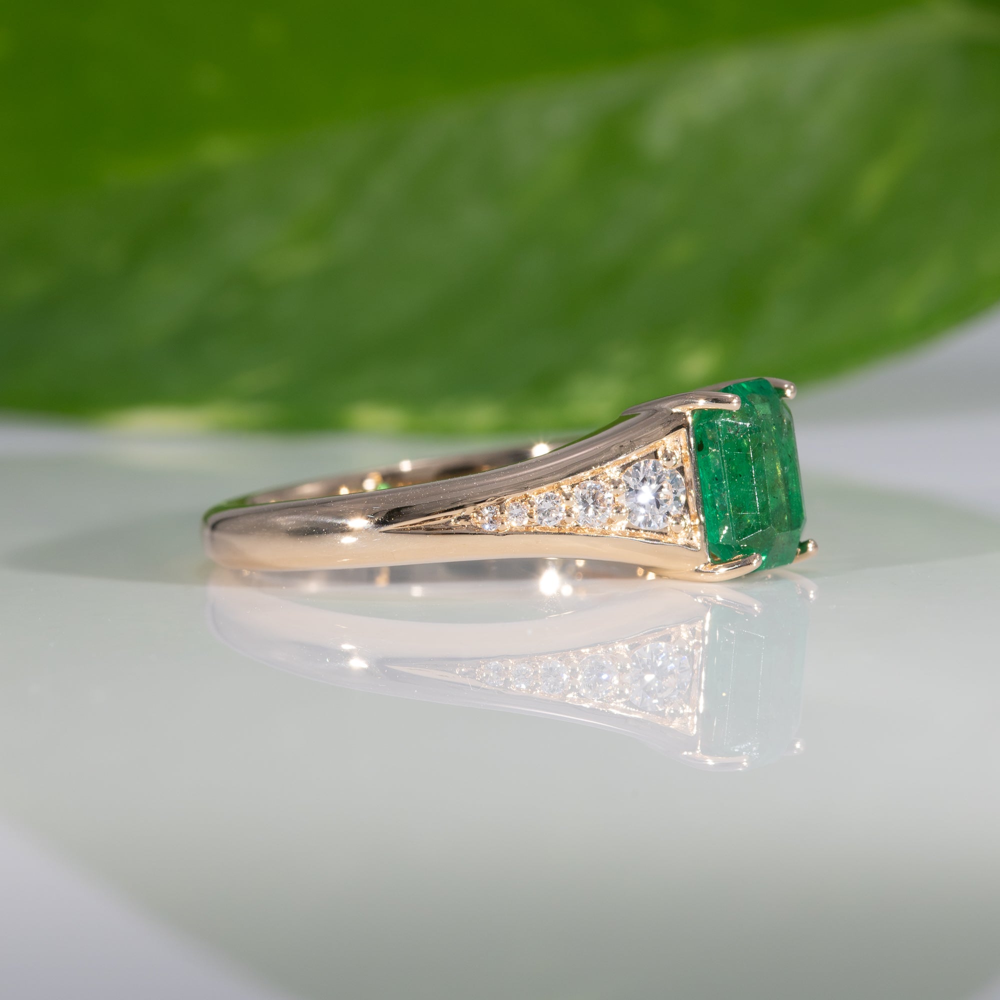 14K Yellow Gold Zambian Emerald Ring