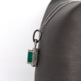 Shree 14K White Gold Zambian Emerald Diamond Pendant | EM 7x5mm