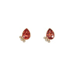 14K white gold padparadscha sapphire pear earrings with diamond accents