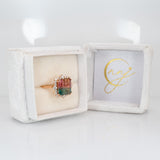 Nebby Solid 14k Gold Bi-Color Tourmaline Ring with Natural Diamonds Accents, 10.4x10.2mm