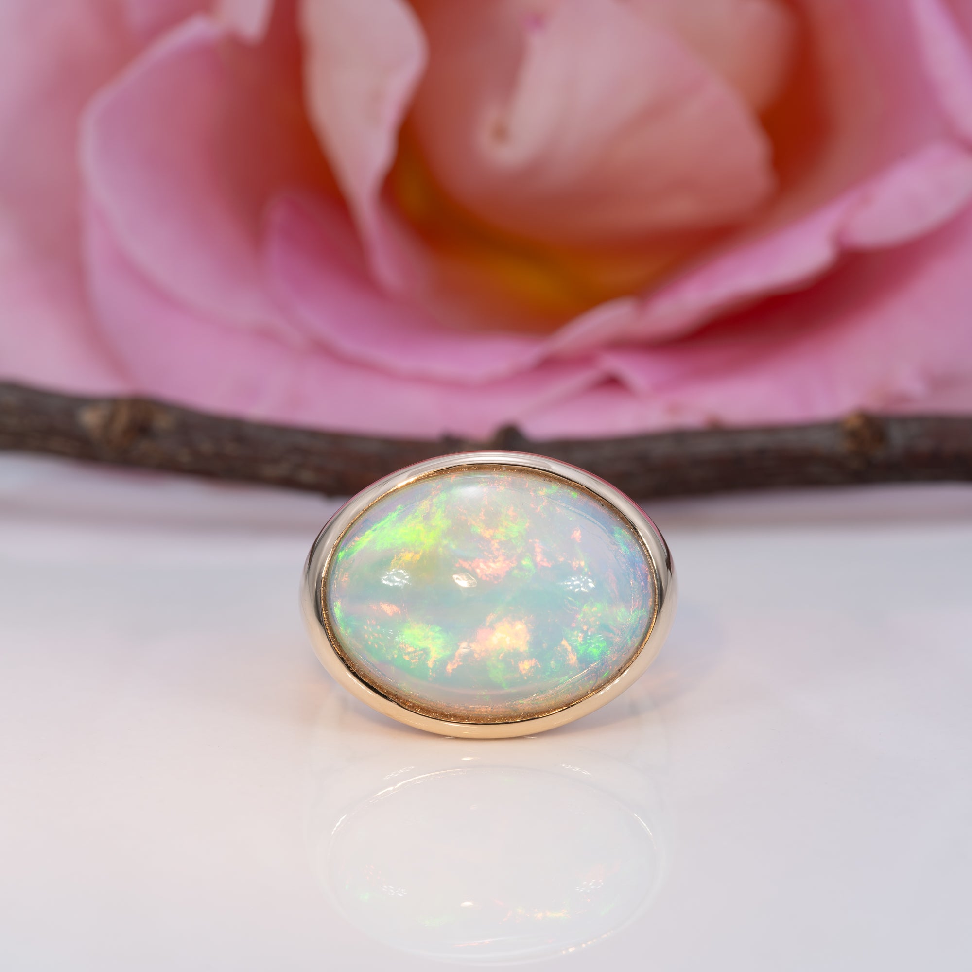 14K yellow gold ethiopian opal ring