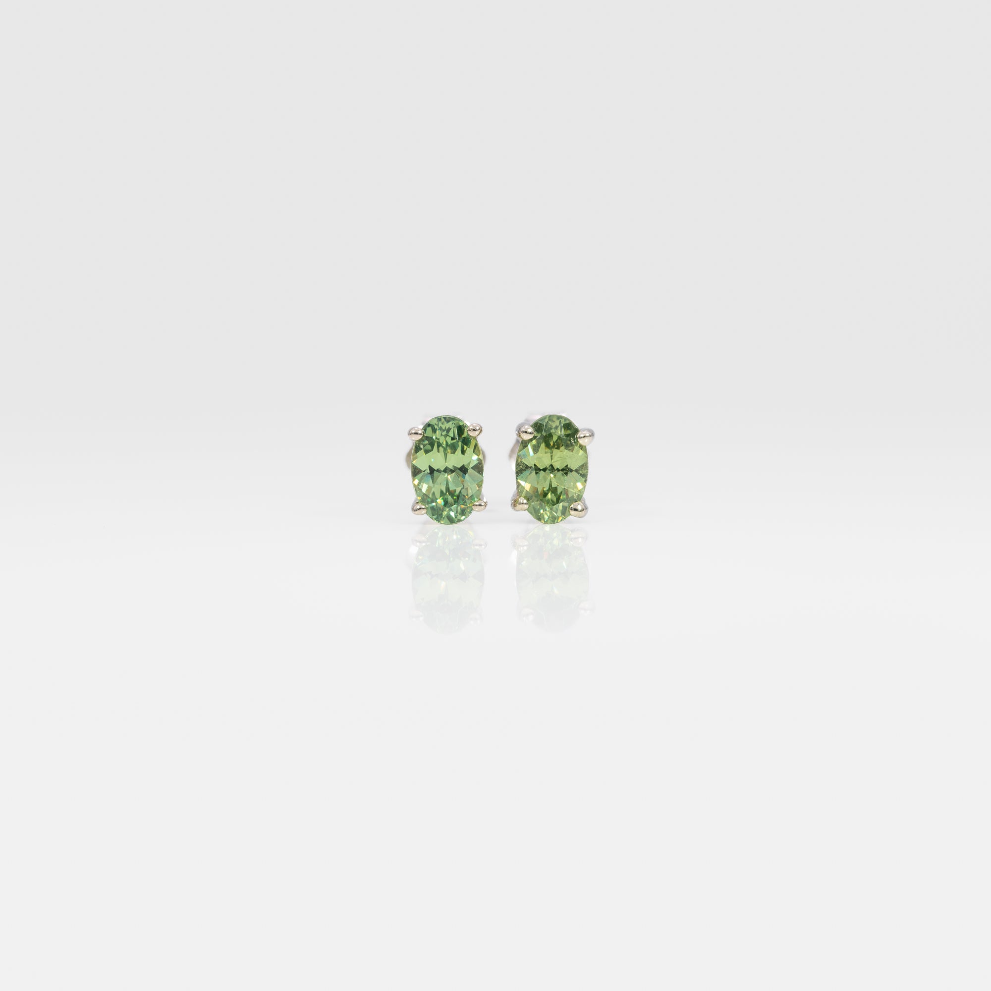 14K white gold demantoid garnet earrings