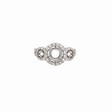 3 Stone Ring Setting | Ring Semi Mount w Diamond Accents | Round 6.5mm & 8.5mm