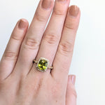 Daksha 14K Yellow Gold 2.7cts Sphene Diamond Ring | Cushion Cut  9x7mm