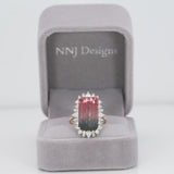 14K white & yellow gold bi-color tourmaline ring