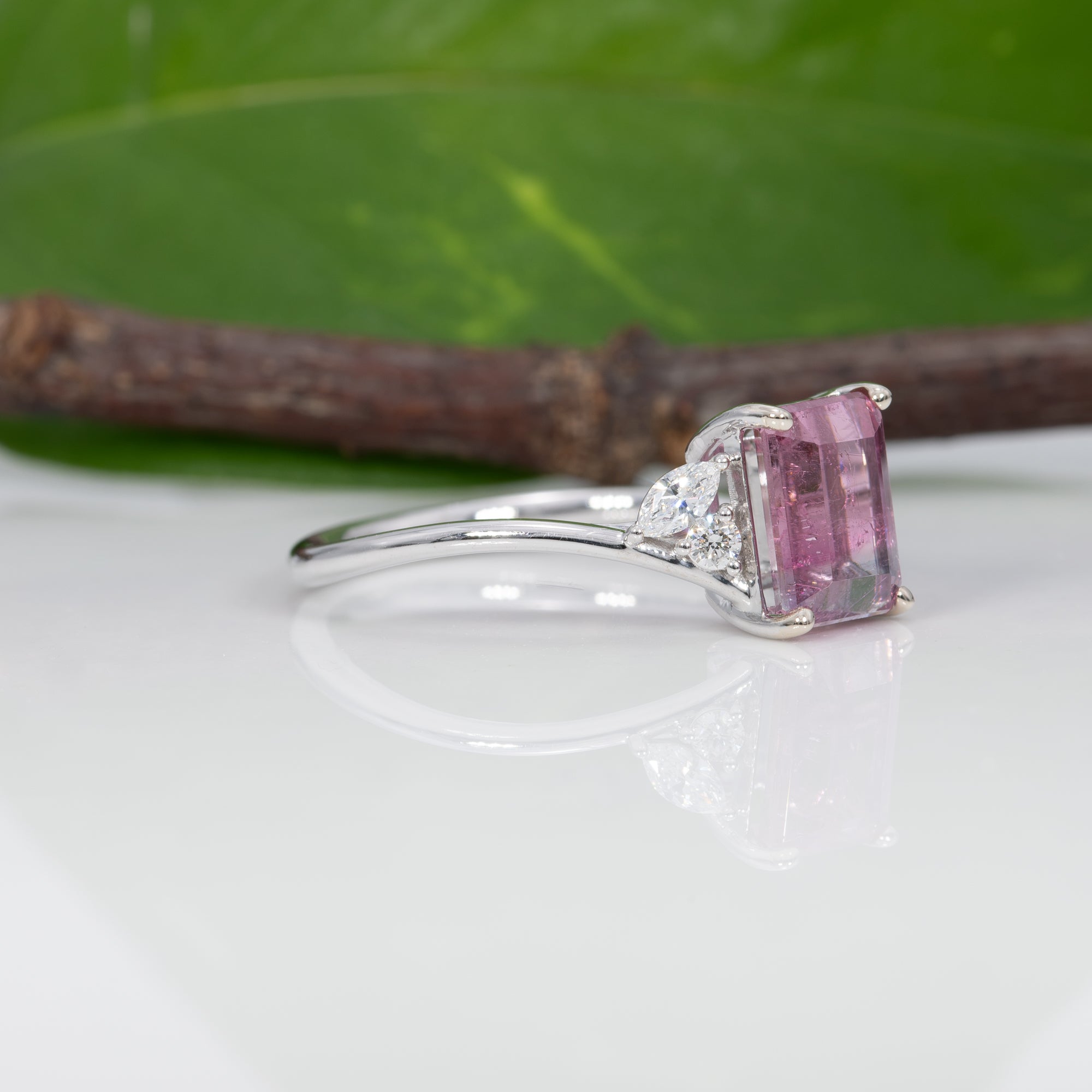 14K white gold bi-color tourmaline ring