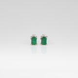 Mwaka | Zambian Emerald Solitaire Stud Earrings – Emerald Cut 5×3mm – Solid 14K Gold (Yellow, White or Rose)