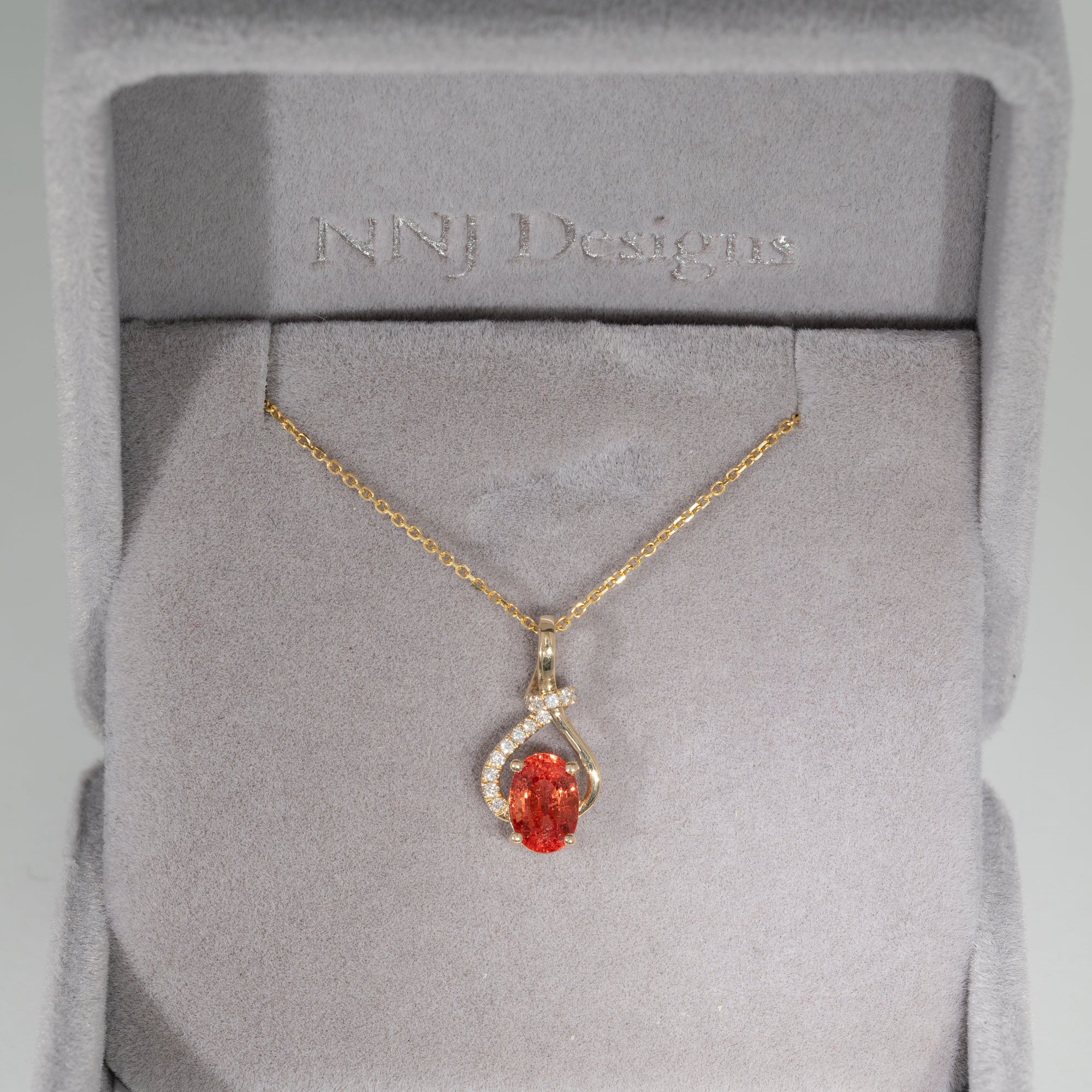 14K yellow gold padparadscha sapphire pendant