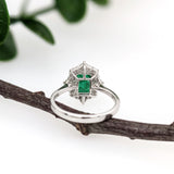 Trisha 14K White Gold Zambian Emerald Diamond Ring | EM 8x6mm